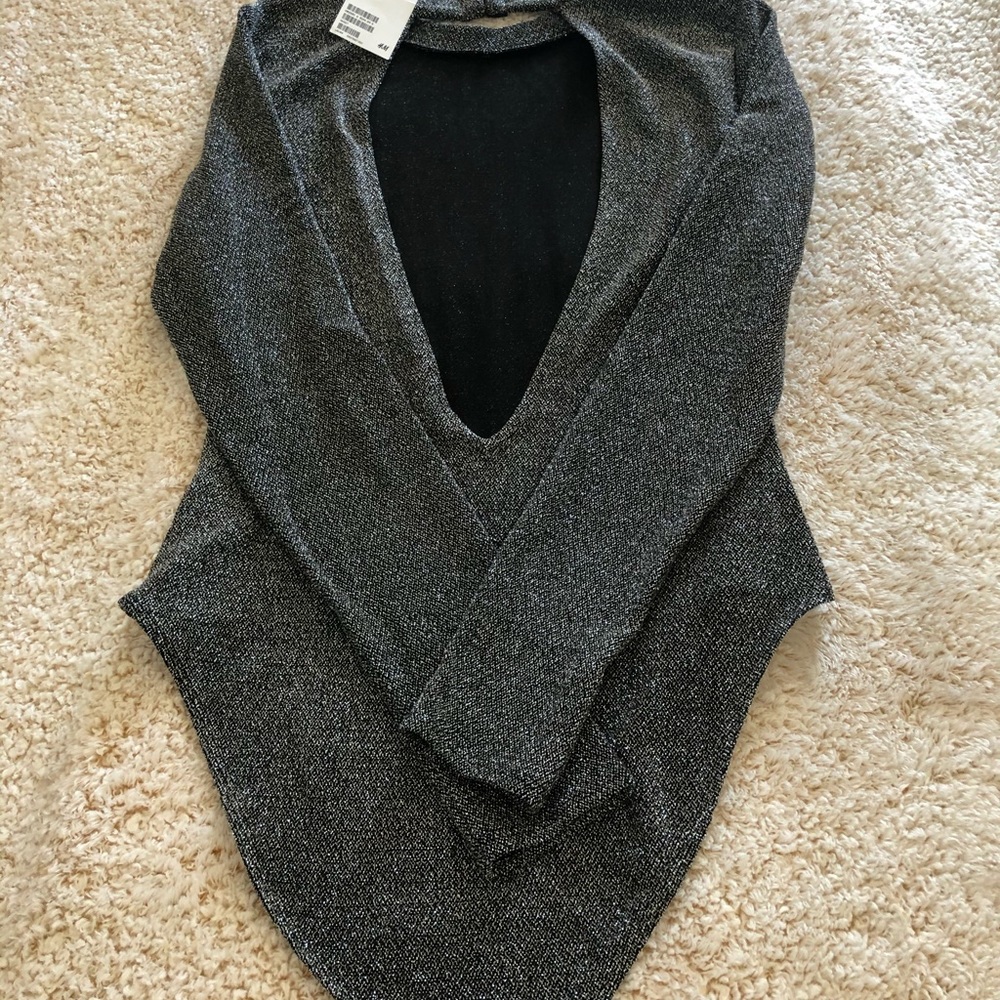 Silver sparkle one piece ,open in the back